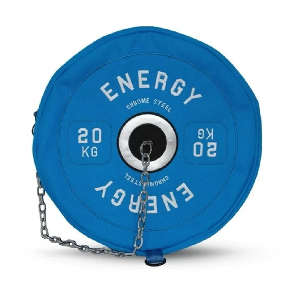Energy Weight Plate Messenger Bag Blue‎ 20KG Chrome Steel Gym Novelty Crossbody